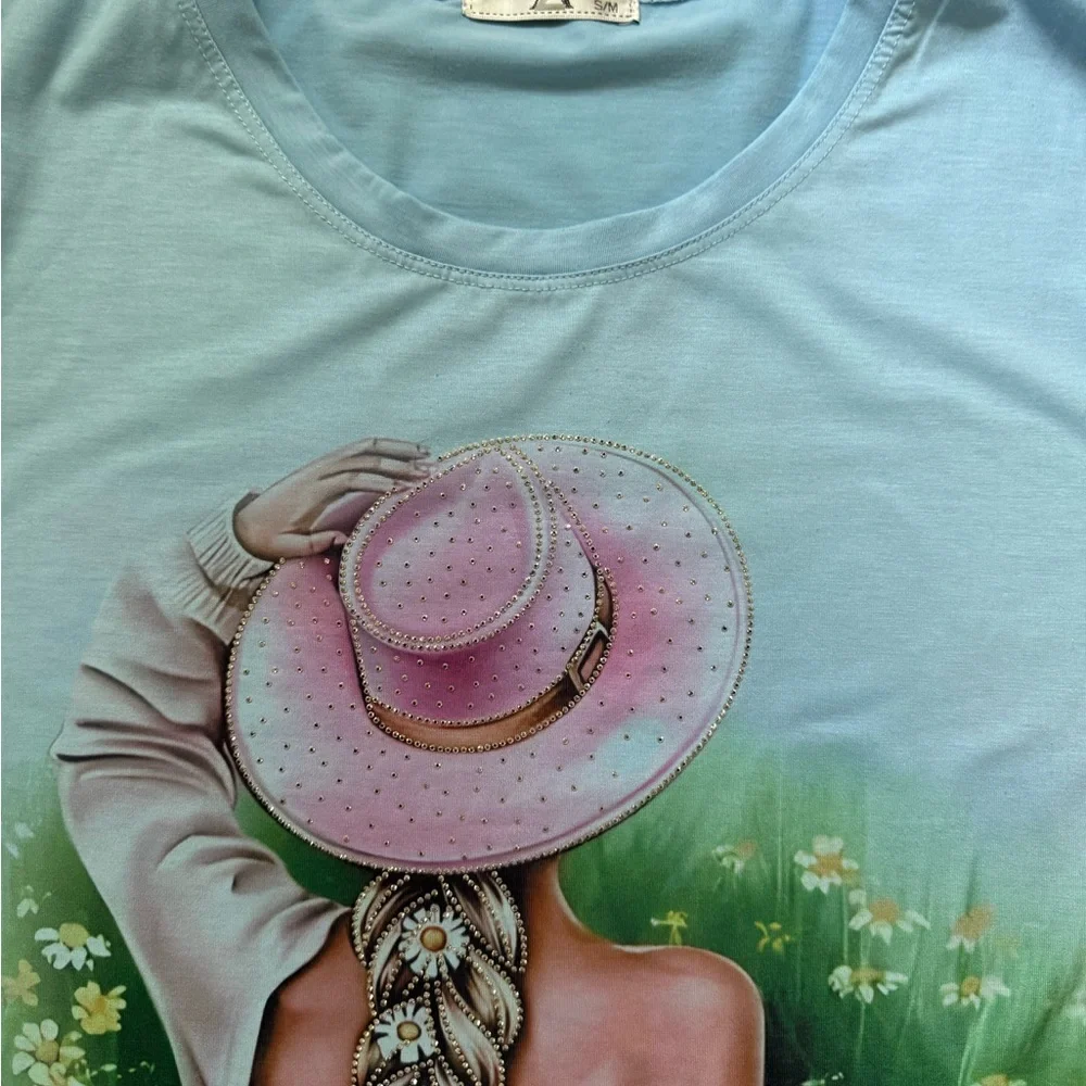 Blue Graphic Women's Top - Picture 2 of 4